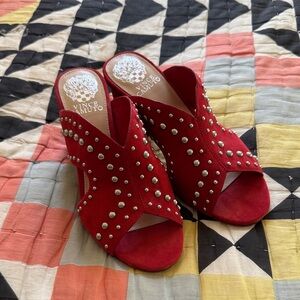 Vince Camuto Red Studded Mules size 7